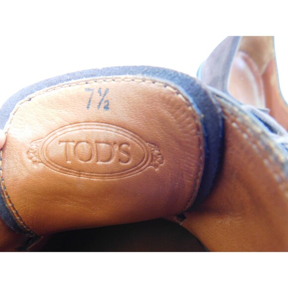 TOD'S SUEDE DARK BROWN LACED LOAFERS SIZE 7.5 - Picture 9 of 11